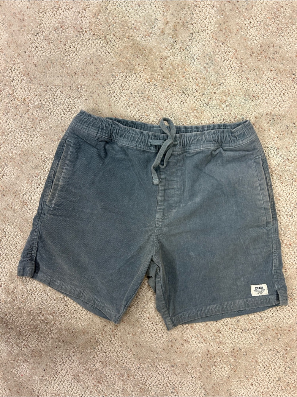 Katin brand Men's Drawstring Corduroy Shorts in Faded Gray Medium